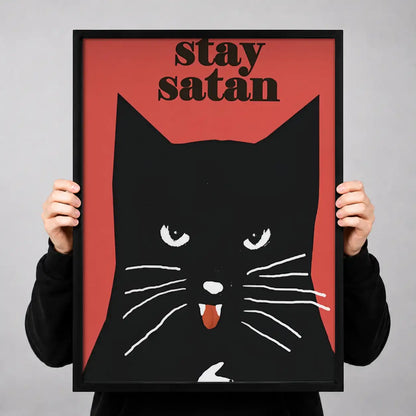 Stay Satan Black Cat Poster Wall Art 3