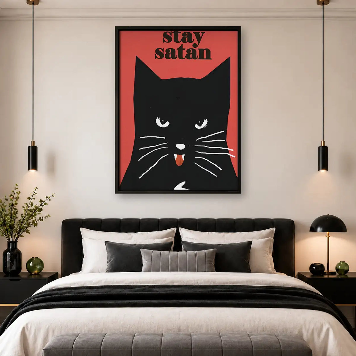 Stay Satan Black Cat Poster Wall Art 4