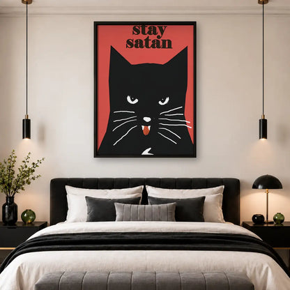Stay Satan Black Cat Poster Wall Art 4
