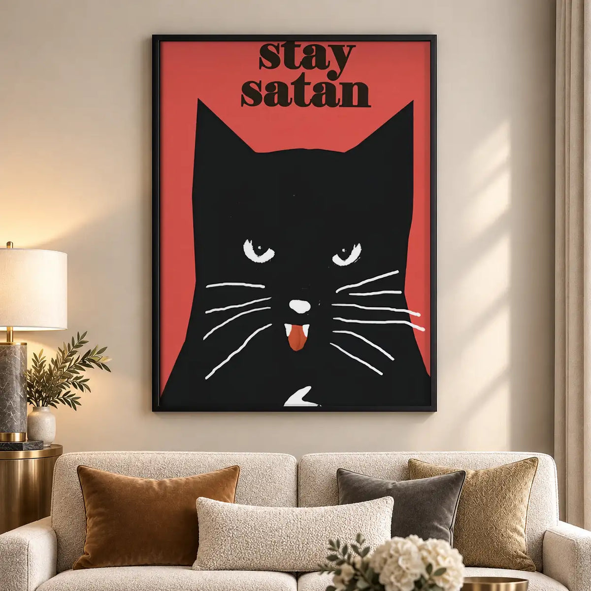 Stay Satan Black Cat Poster Wall Art 5