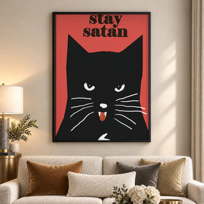 Stay Satan Black Cat Poster Wall Art 5