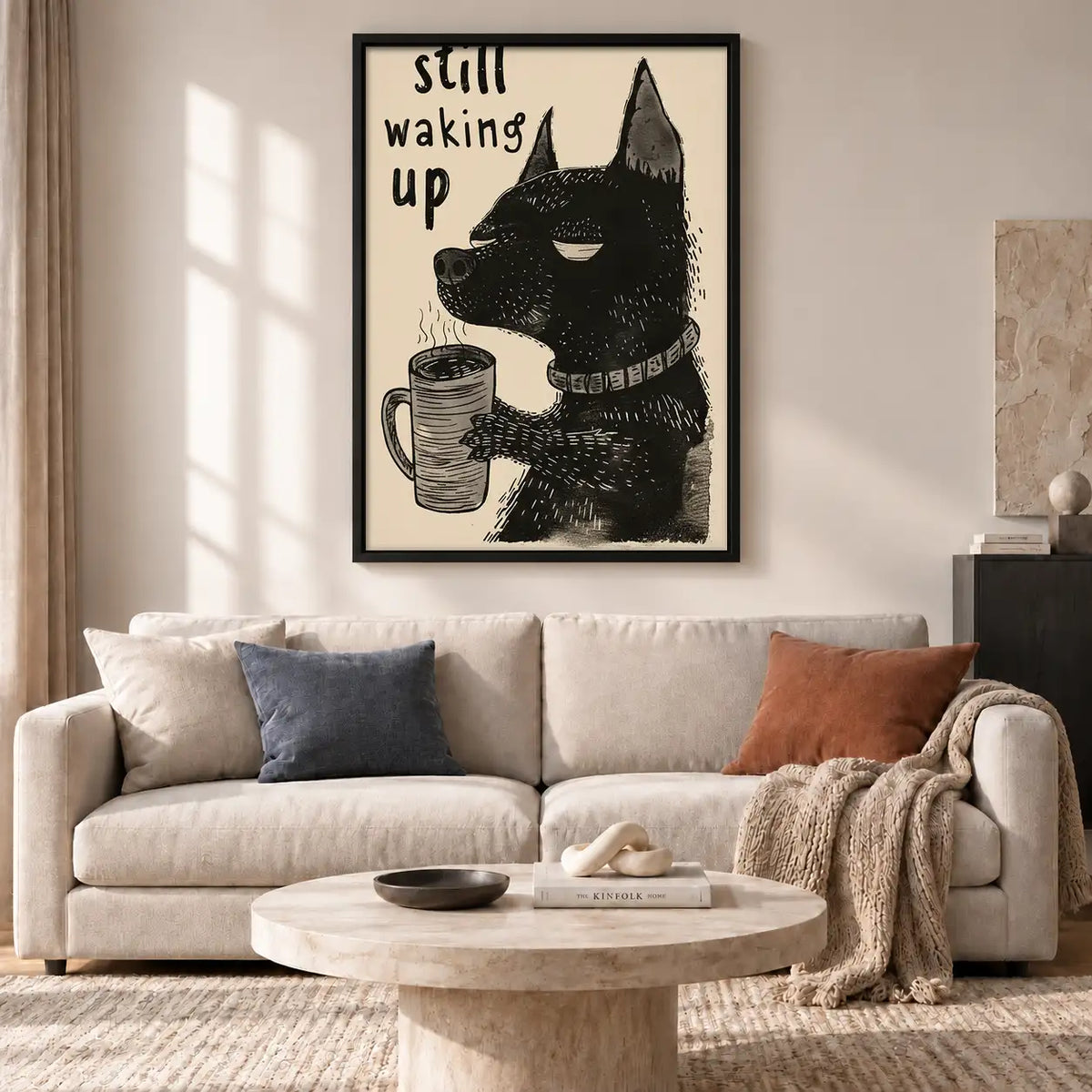 Still Waking Up Black Cat with Coffee Wall Art 2