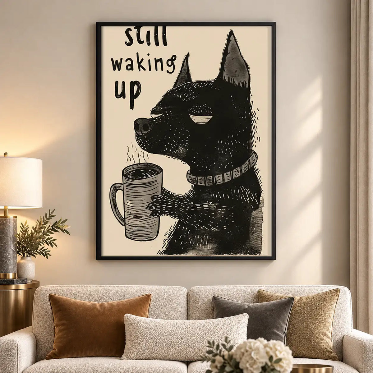 Still Waking Up Black Cat with Coffee Wall Art 5