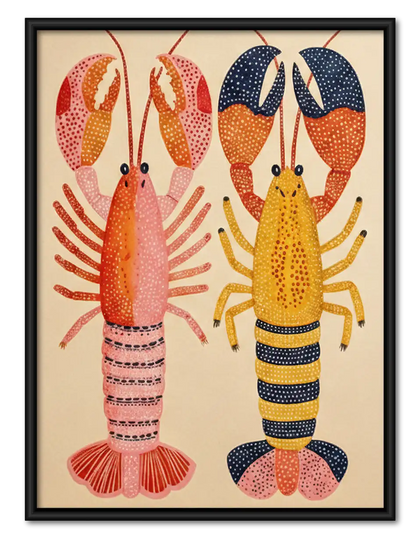 Striped Lobster Pair Wall Art