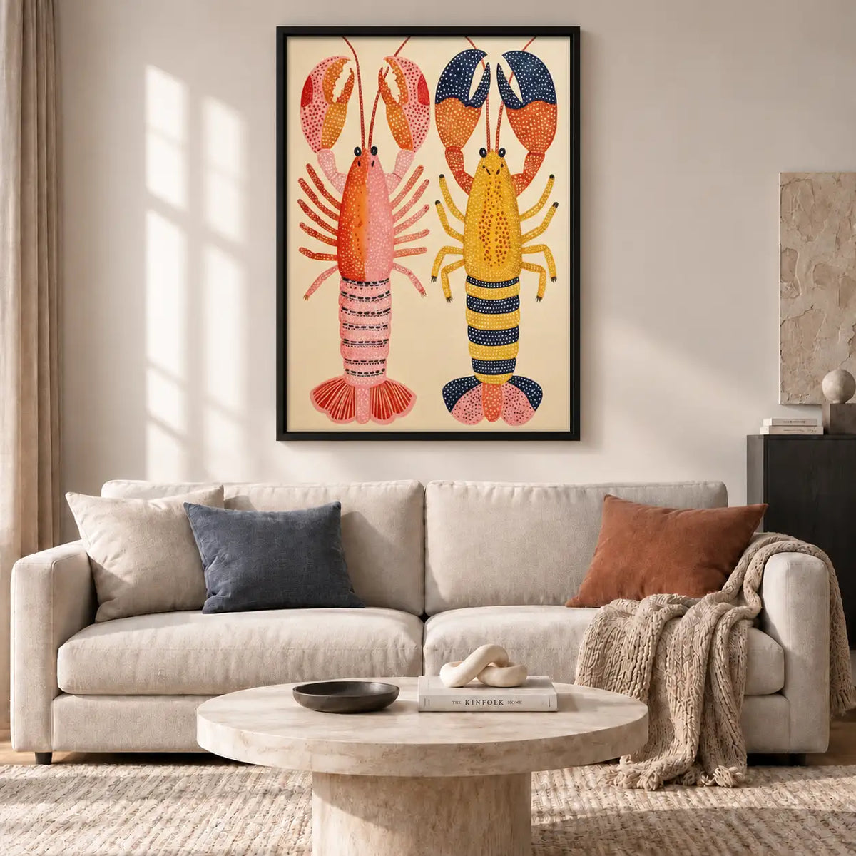 Striped Lobster Pair Wall Art 2