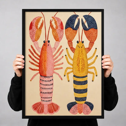 Striped Lobster Pair Wall Art 3