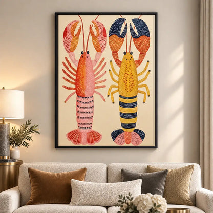 Striped Lobster Pair Wall Art 5