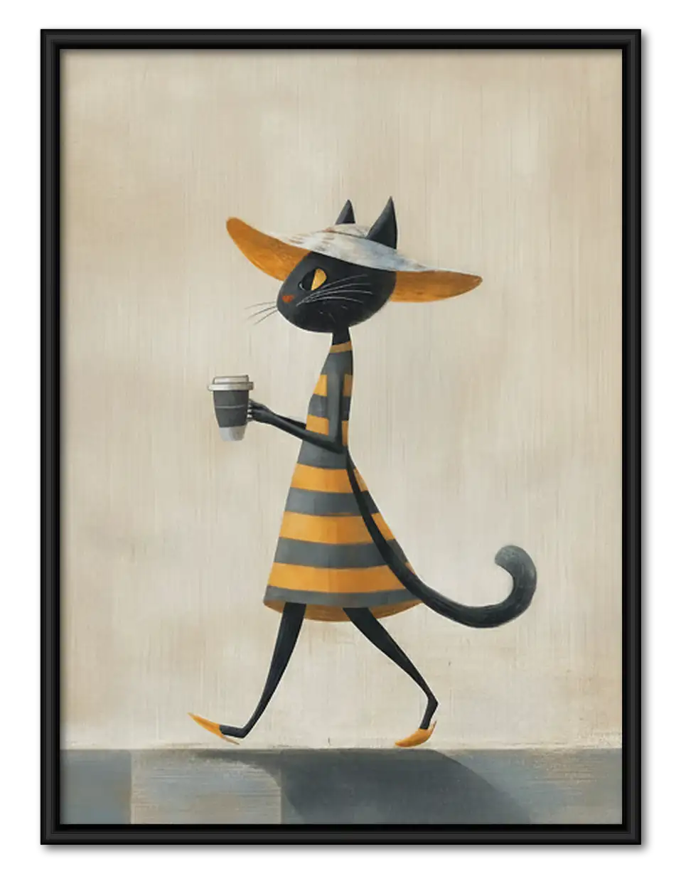 Stylish Cat with Cocktail Wall Art 1