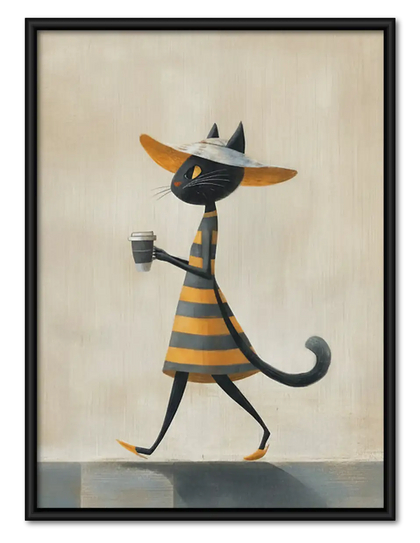Stylish Cat with Cocktail Wall Art