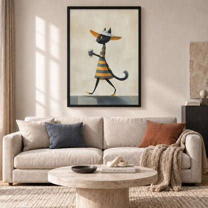 Stylish Cat with Cocktail Wall Art 2