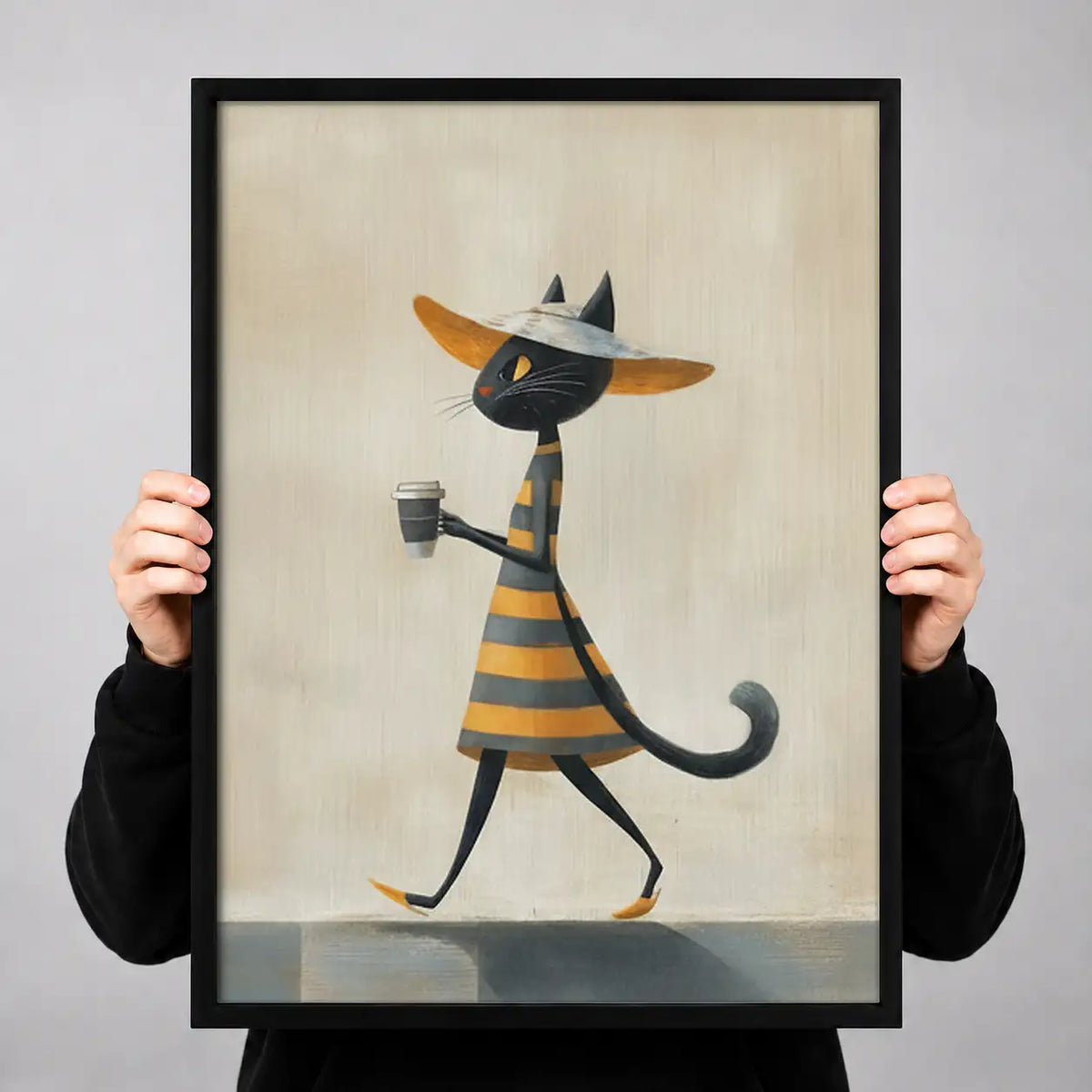 Stylish Cat with Cocktail Wall Art 3