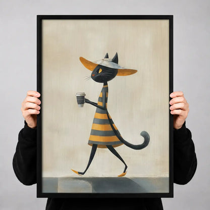 Stylish Cat with Cocktail Wall Art 3
