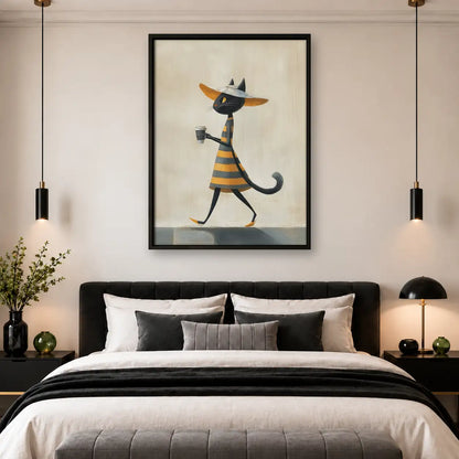 Stylish Cat with Cocktail Wall Art 4
