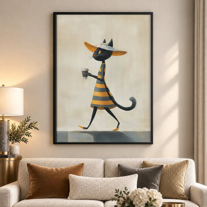 Stylish Cat with Cocktail Wall Art 5