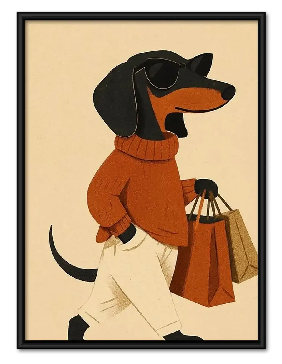 Stylish Dachshund Shopping Wall Art 1