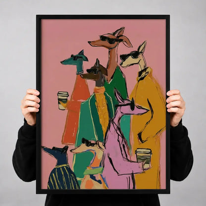Stylish Kangaroo Friends with Drinks Wall Art 3