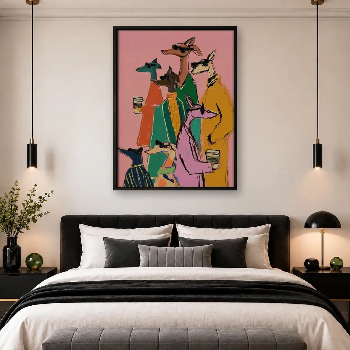 Stylish Kangaroo Friends with Drinks Wall Art 4