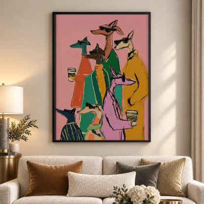 Stylish Kangaroo Friends with Drinks Wall Art 5