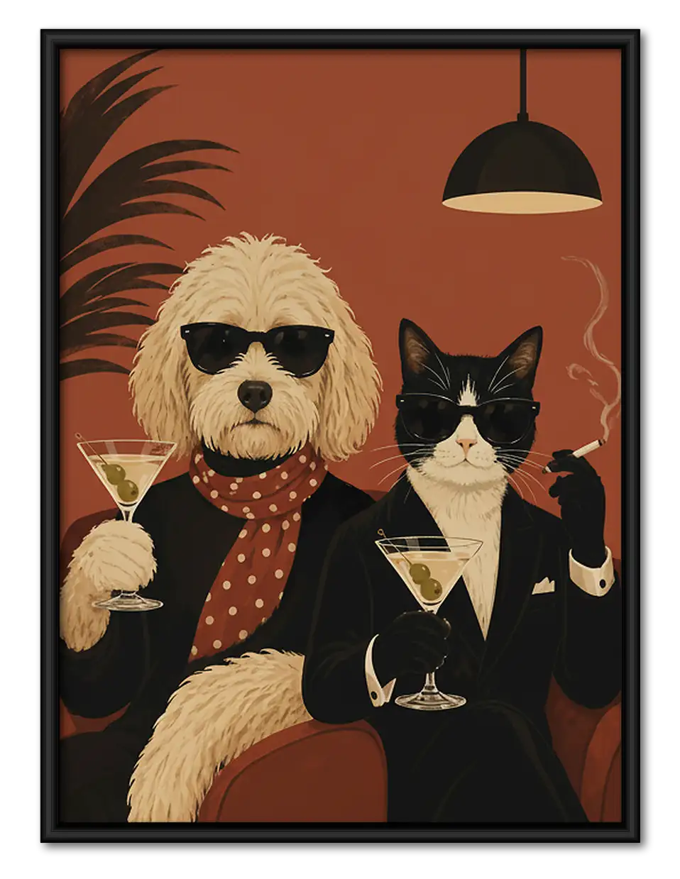 Stylish Woman with Black Cat Wall Art 1