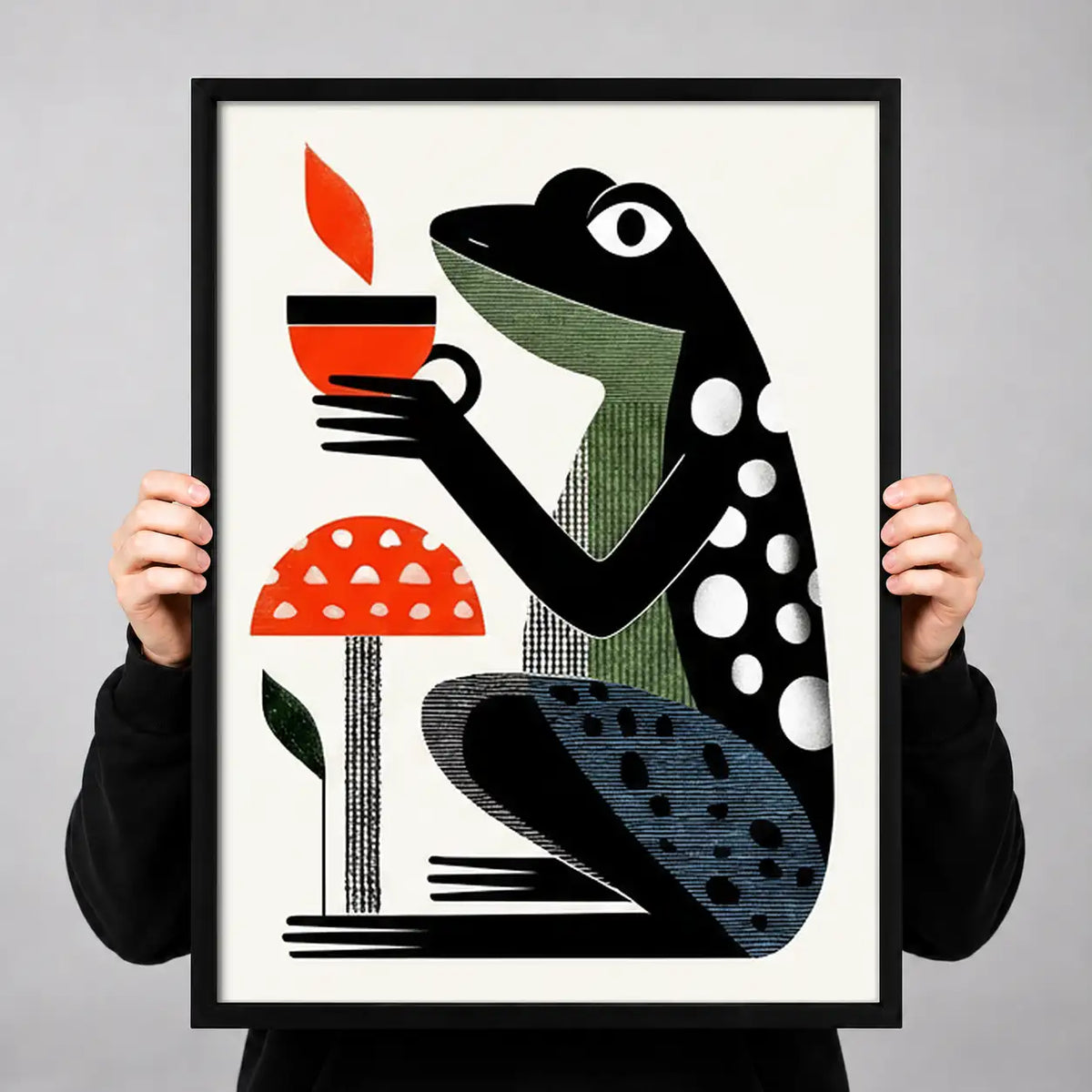 Stylized Frog with Red Mushroom Wall Art 3