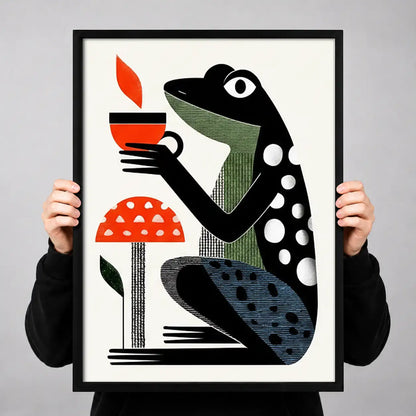 Stylized Frog with Red Mushroom Wall Art 3