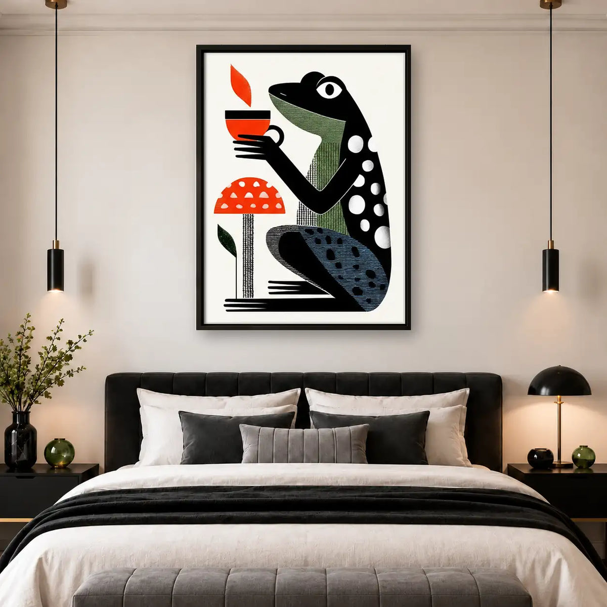Stylized Frog with Red Mushroom Wall Art 4