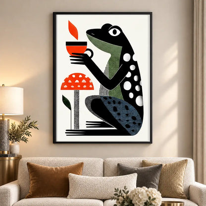Stylized Frog with Red Mushroom Wall Art 5