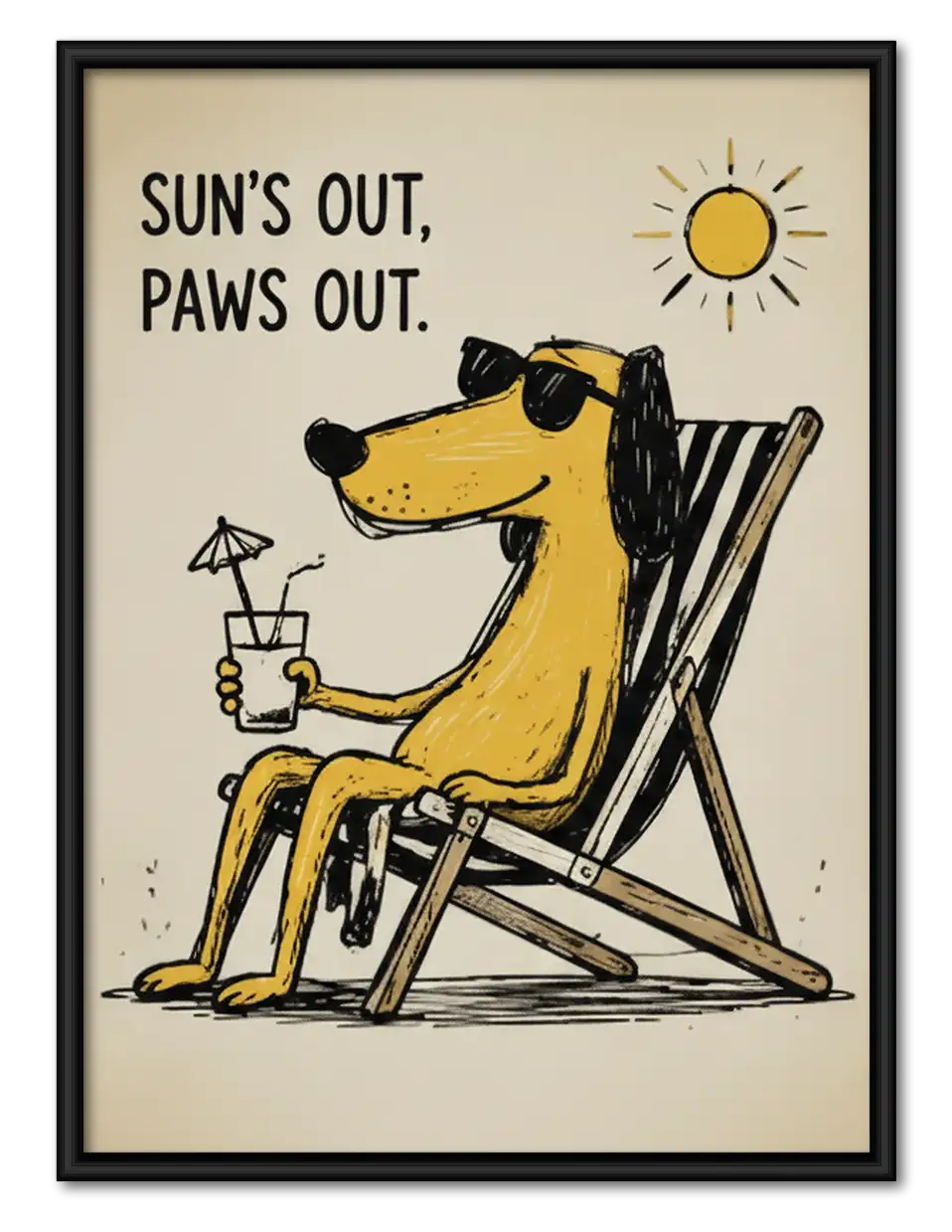 Suns Out Paws Out Relaxing Dog Wall Art 1