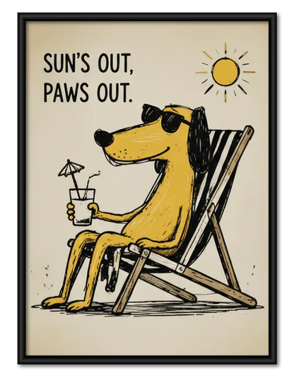 Suns Out Paws Out Relaxing Dog Wall Art 1
