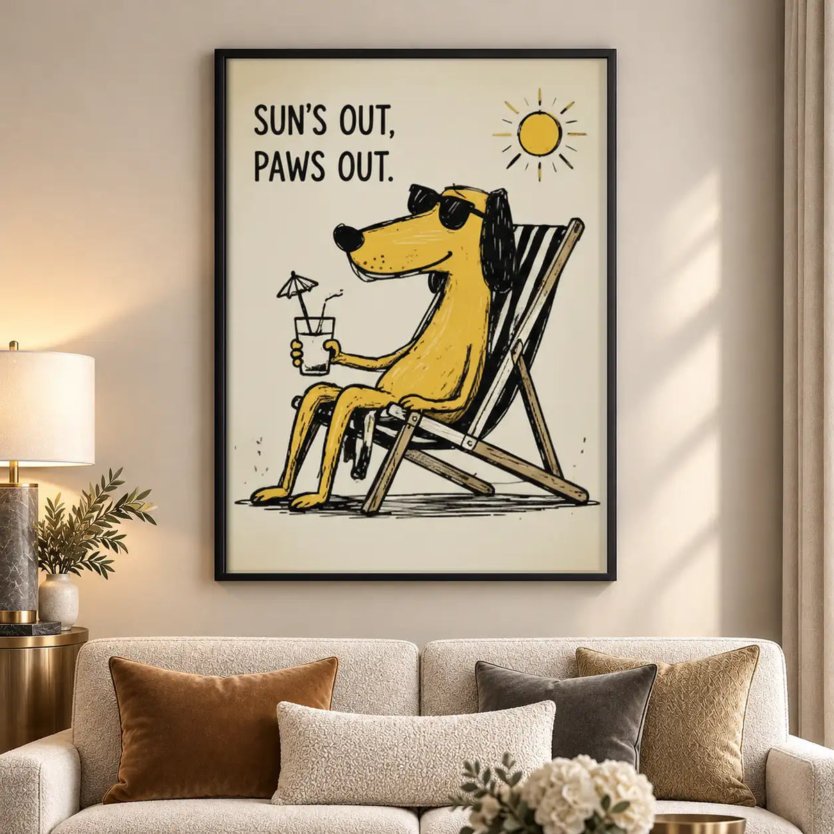 Suns Out Paws Out Relaxing Dog Wall Art 5