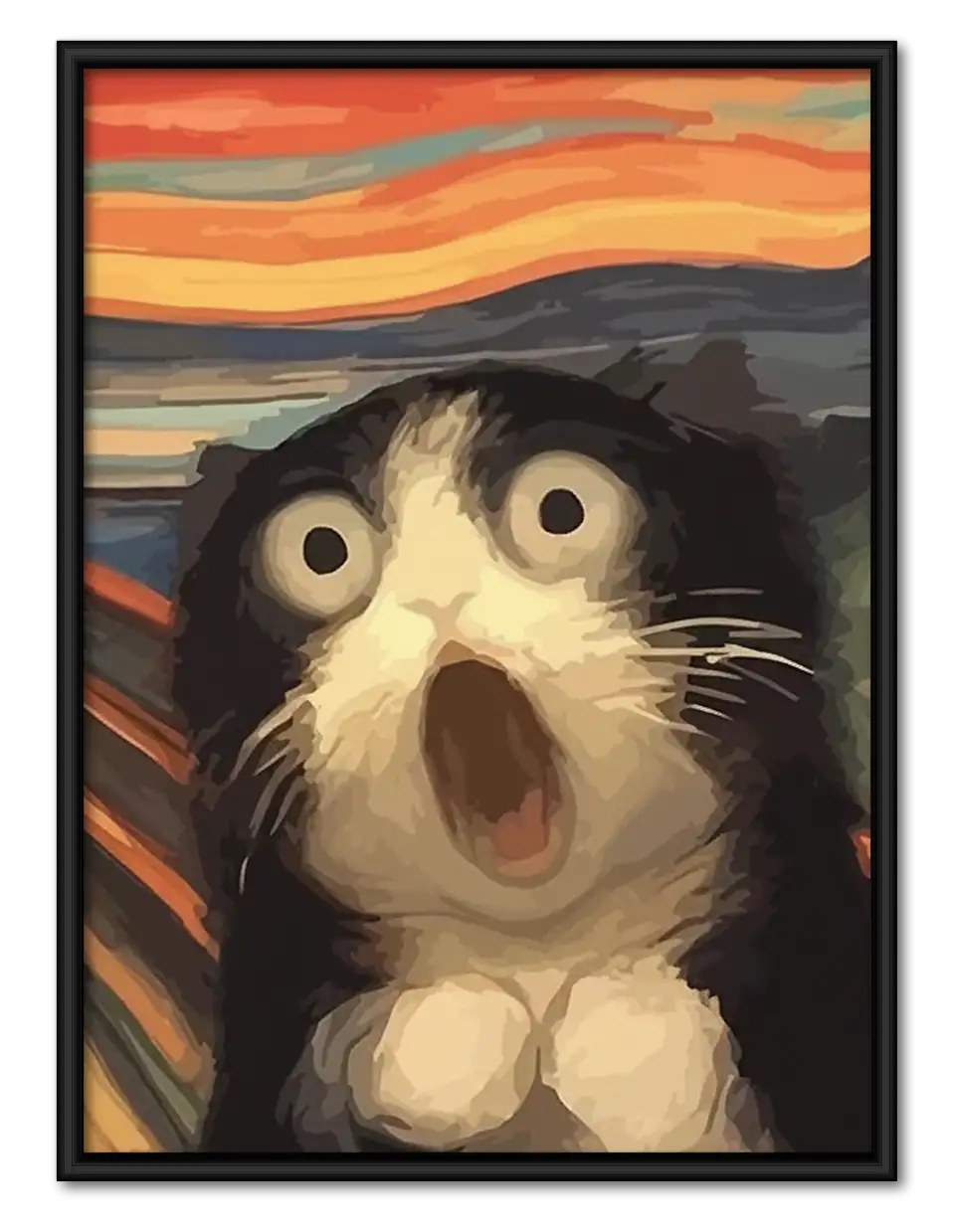 Surprised Black and White Cat Wall Art 1