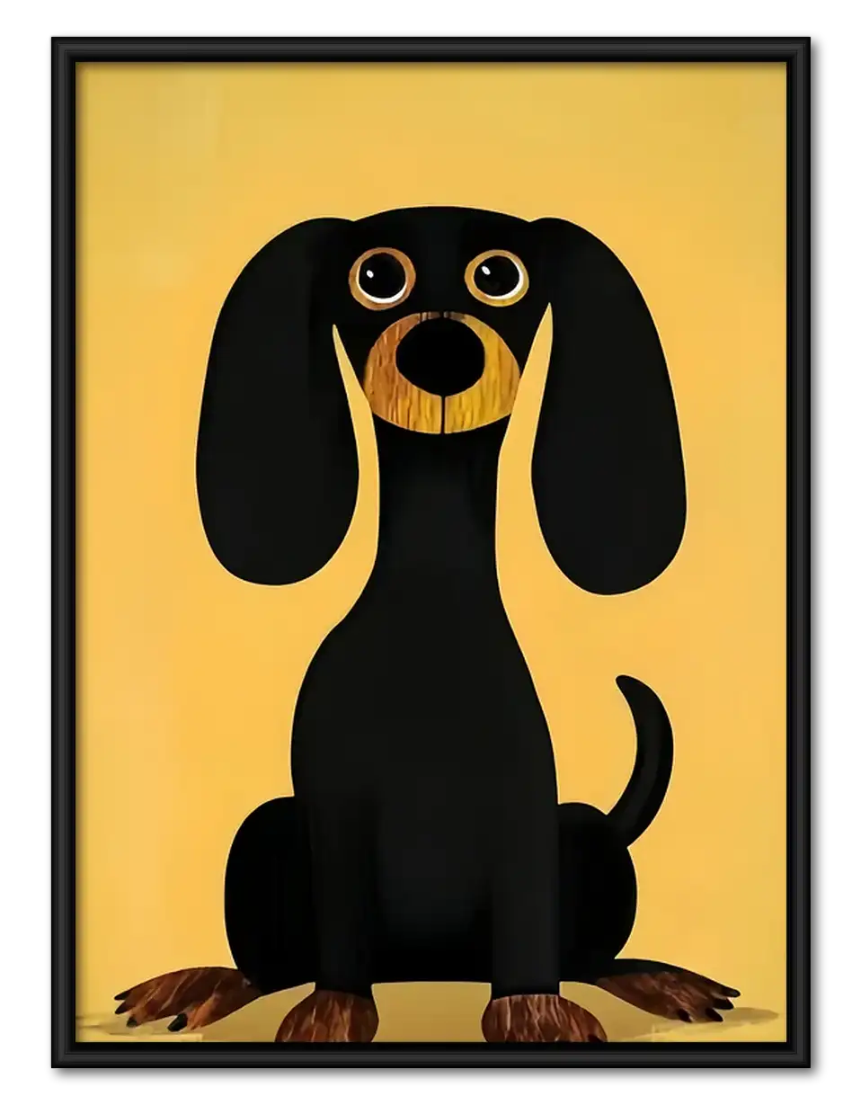 Surprised Dachshund on Yellow Wall Art 1