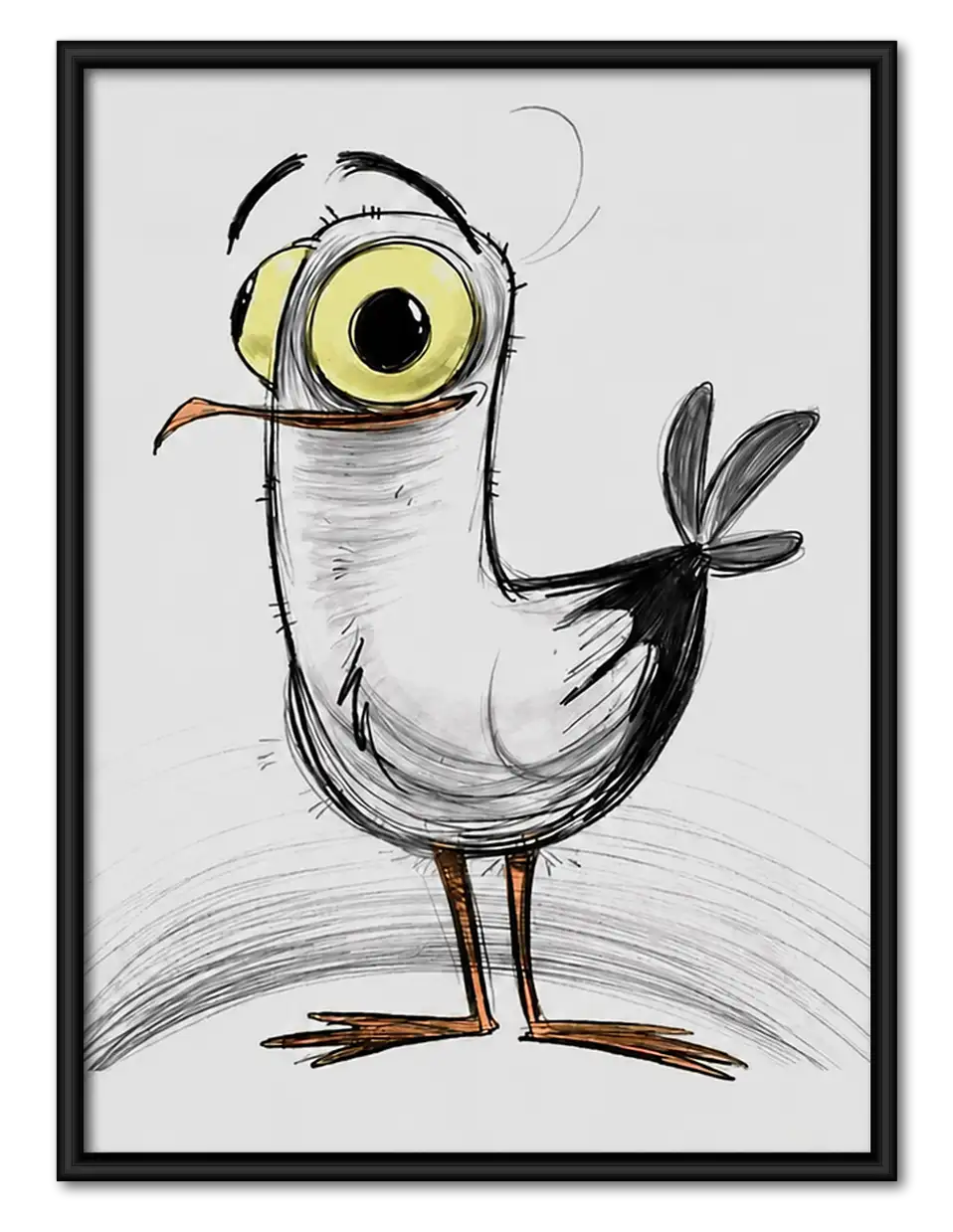 Surprised One Eyed Seagull Wall Art 1