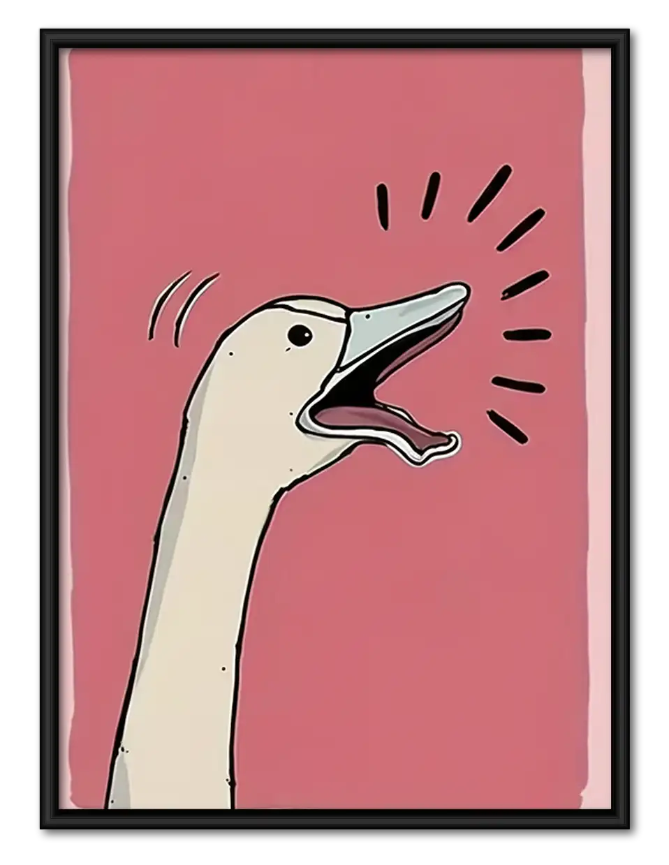 Surprised White Goose on Pink Wall Art 1