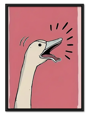 Surprised White Goose on Pink Wall Art