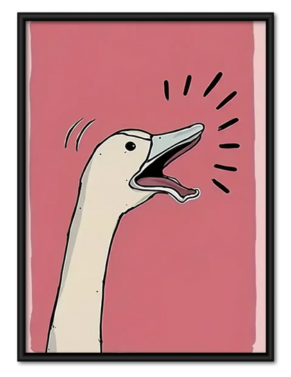 Surprised White Goose on Pink Wall Art