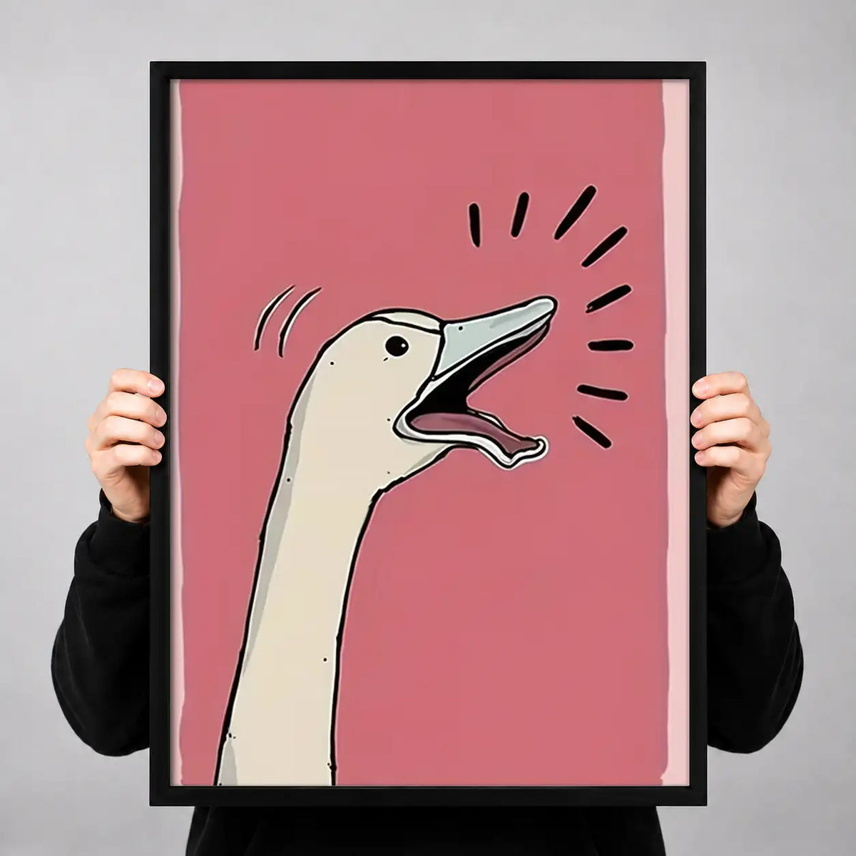 Surprised White Goose on Pink Wall Art 3