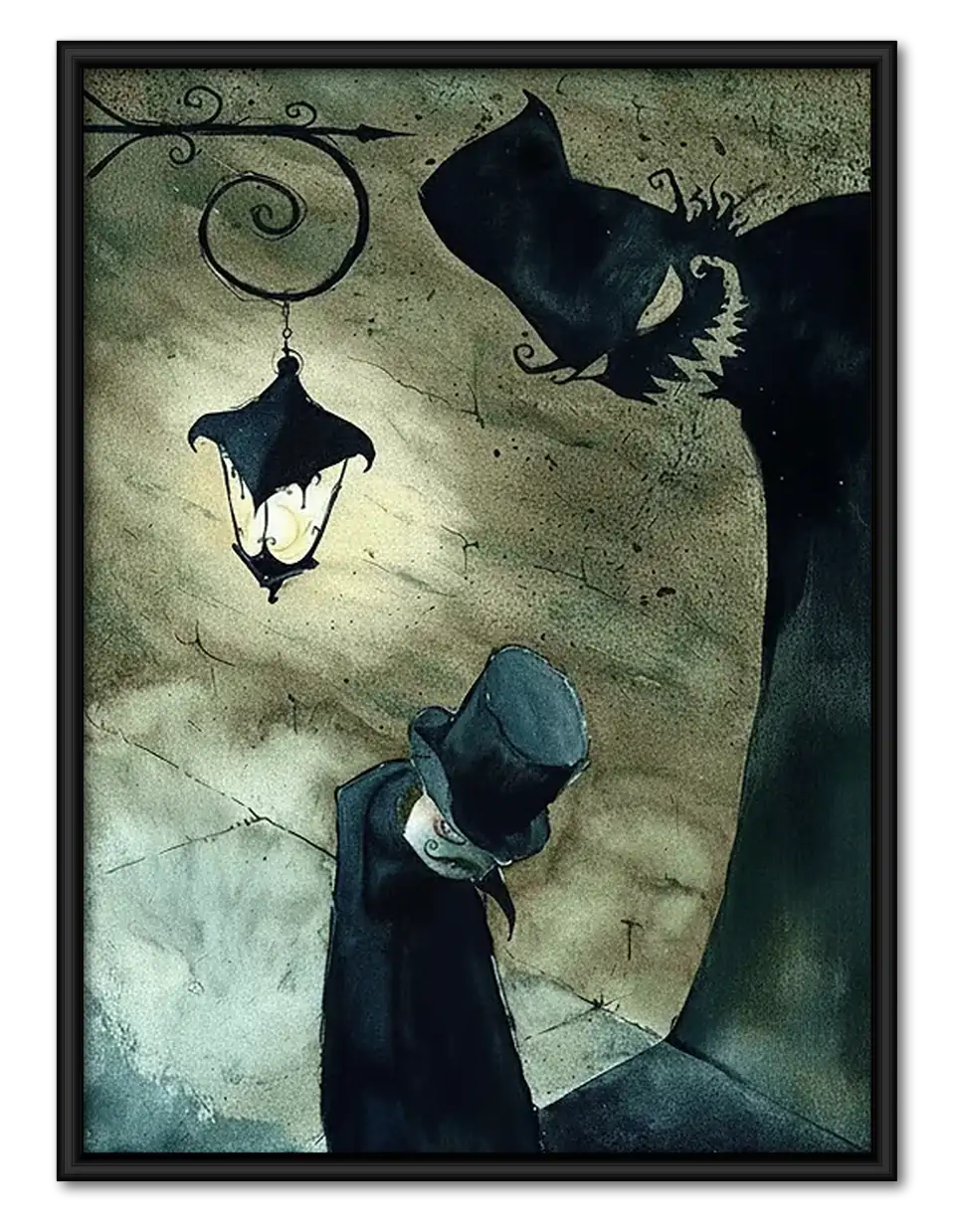 Surreal Cat and Lamplight Scene Wall Art 1