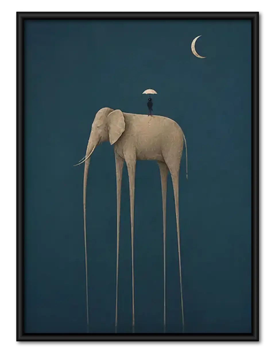 Surreal Long Legged Horse Under Moon Wall Art 1