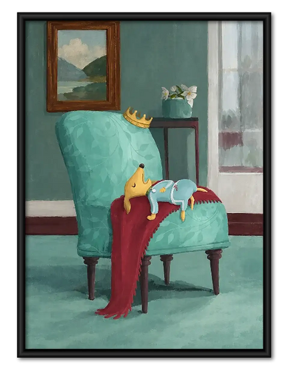Surreal Red Coat Draped on Chair Wall Art
