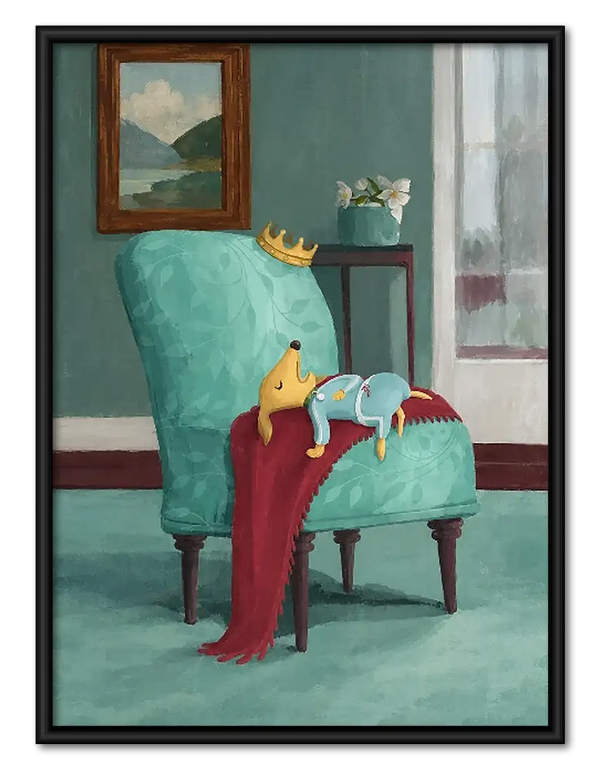 Surreal Red Coat Draped on Chair Wall Art