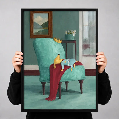 Surreal Red Coat Draped on Chair Wall Art 3