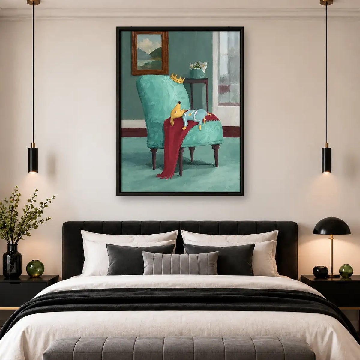Surreal Red Coat Draped on Chair Wall Art 4