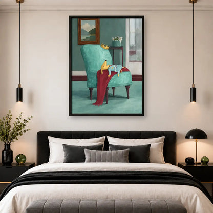 Surreal Red Coat Draped on Chair Wall Art 4