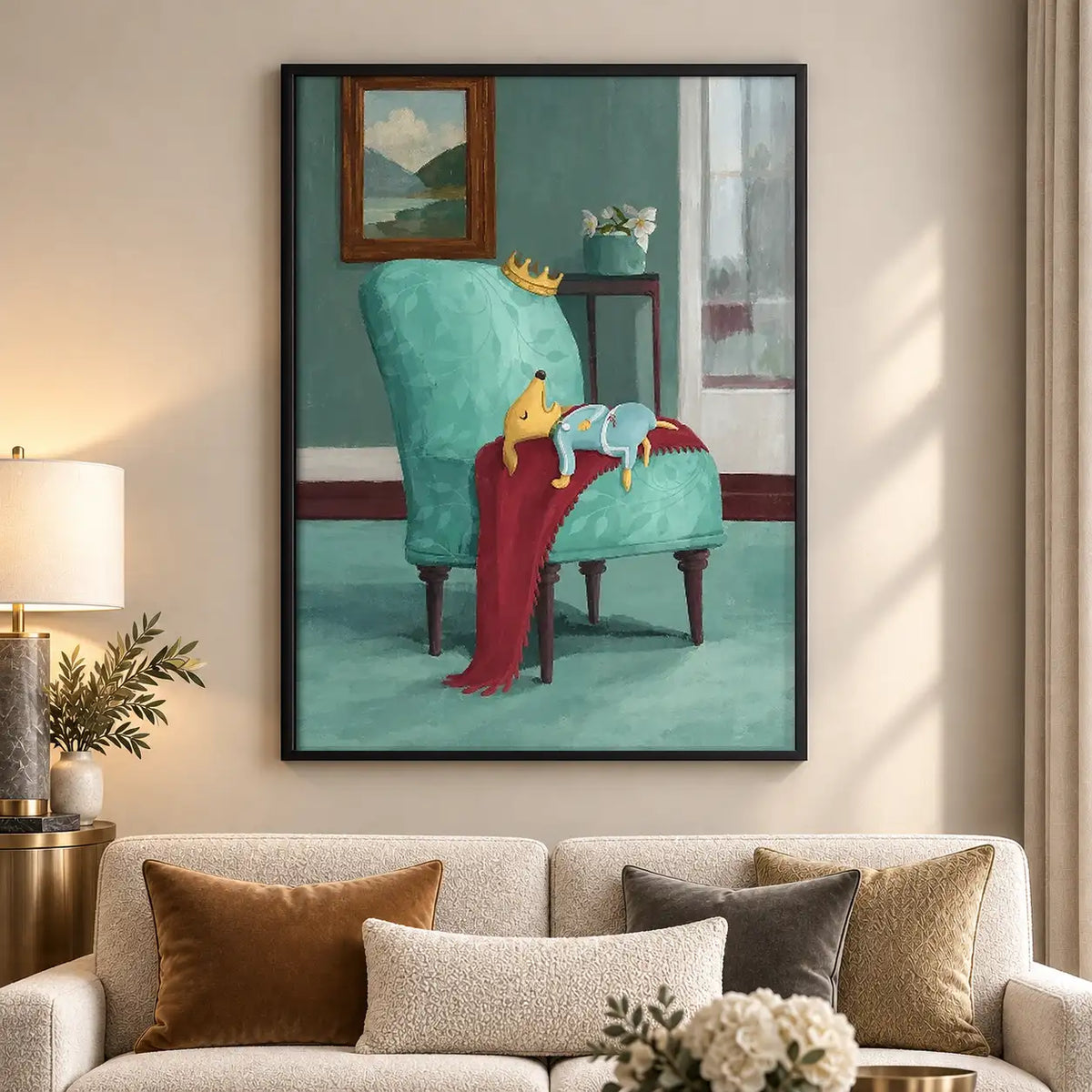 Surreal Red Coat Draped on Chair Wall Art 5
