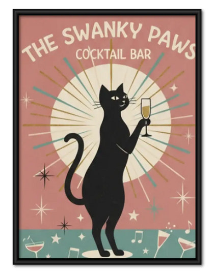 Swanky Paws Cocktail Bar Cat Wall Art