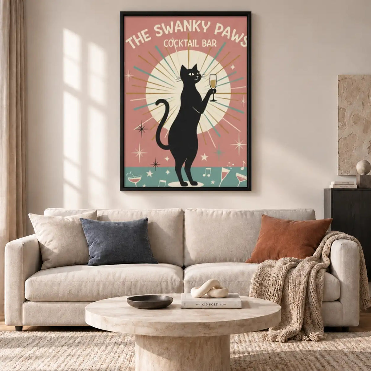 Swanky Paws Cocktail Bar Cat Wall Art 2