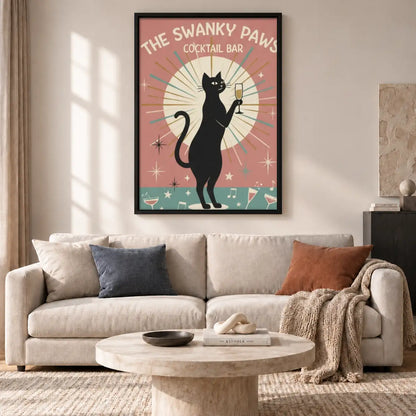 Swanky Paws Cocktail Bar Cat Wall Art 2