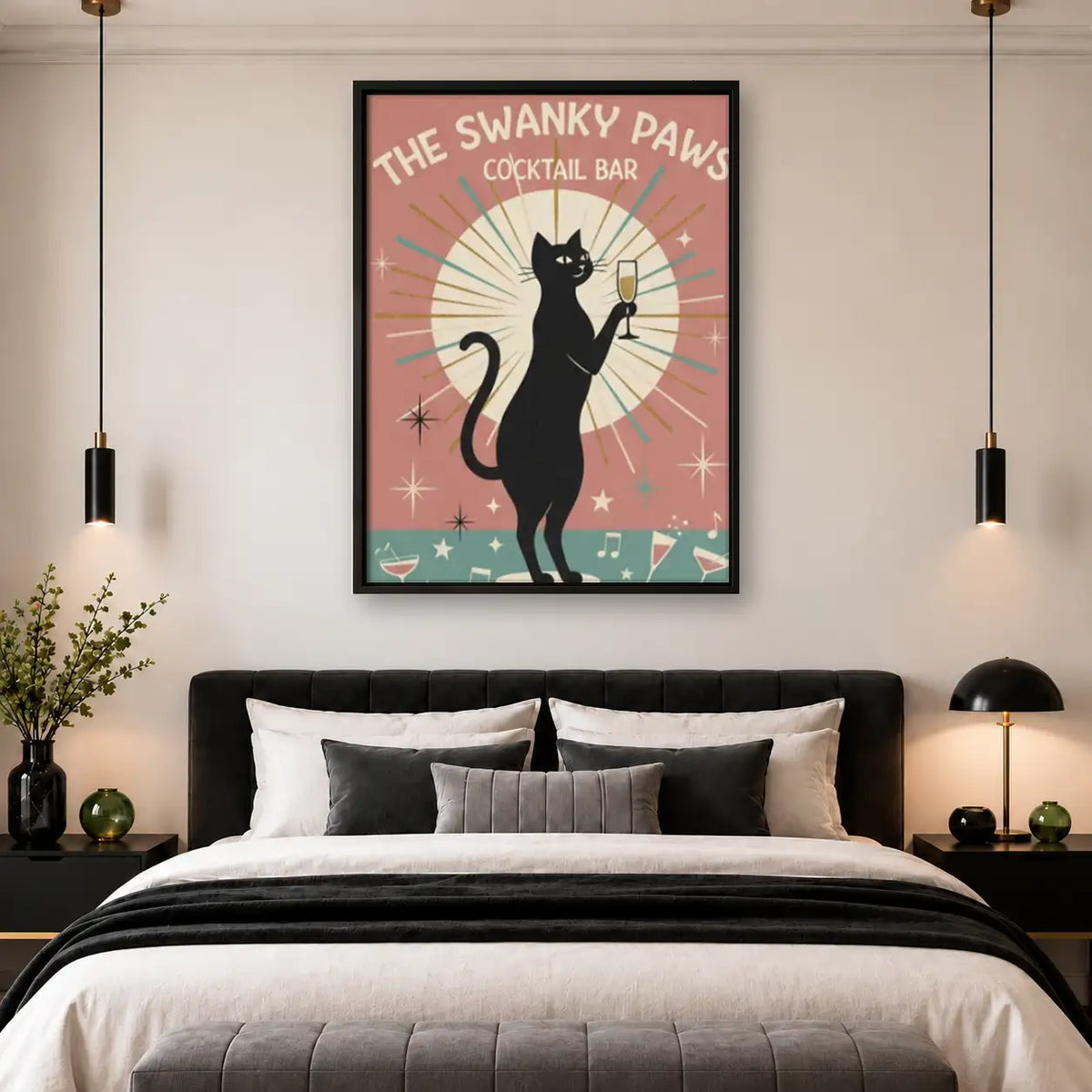 Swanky Paws Cocktail Bar Cat Wall Art 4