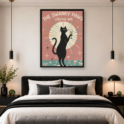 Swanky Paws Cocktail Bar Cat Wall Art 4